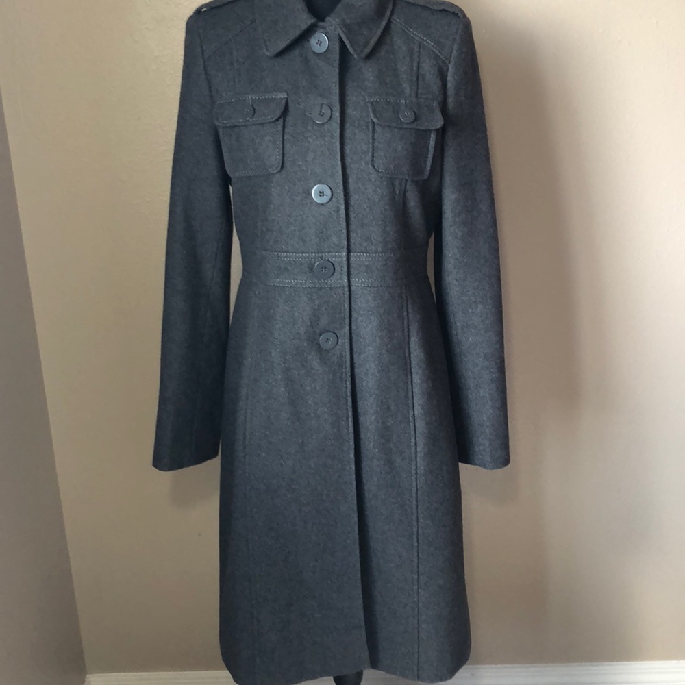 Kenneth Cole Reaction Women's Charcoal Gray Wool-Blend Pea Coat - Picture 2 of 8